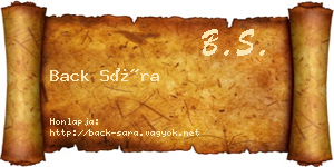 Back Sára névjegykártya