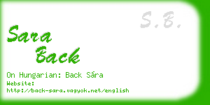 sara back business card